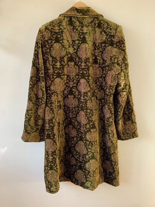 Vintage Aris. A Paisley Mid-Length Velvet Embroidered Jacket XXL