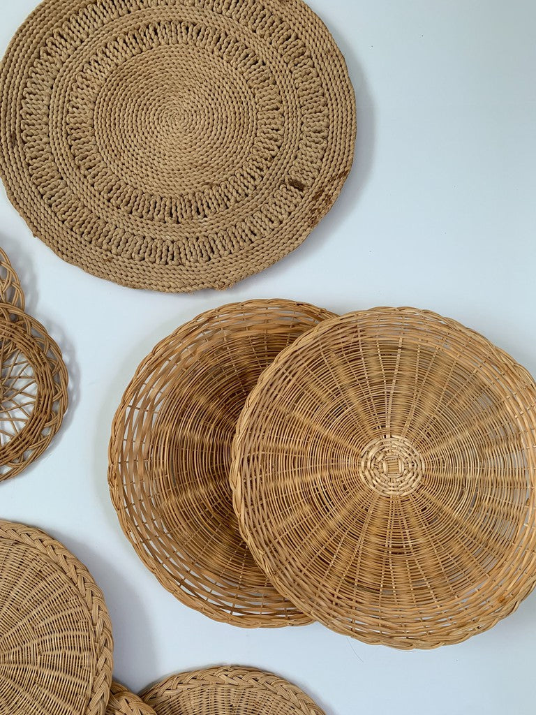 Bundle Lot 11 Boho Wicker Trivet Wall Baskets