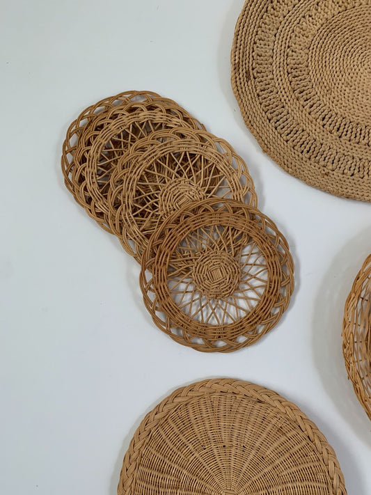 Bundle Lot 11 Boho Wicker Trivet Wall Baskets