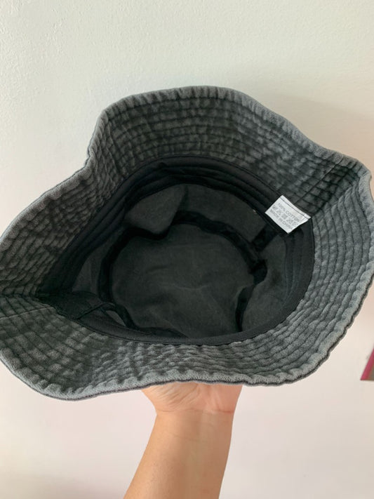 Embroidered Mushroom Print Vintage Inspired Bucket Hat Gray Red Yellow