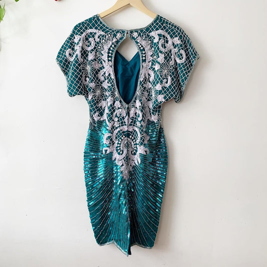 Stenay Sequin Open Back 100% Silk 80s Dresses