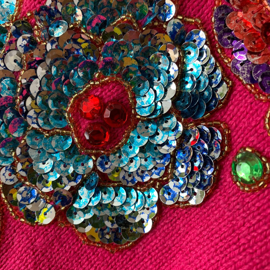 Vintage SML Glitz 80s Pink Sequin Sweater XL