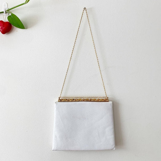 Vintage White & Gold Faux Leather Snakeskin