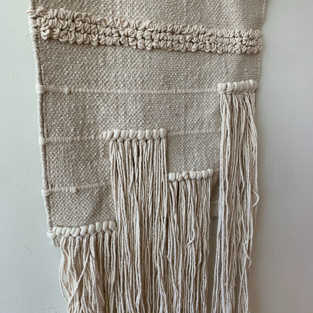 Boho Macrame Woven Tapestry Wall Hanging Cream