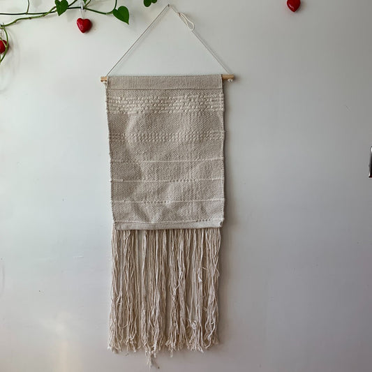 Boho Macrame Woven Tapestry Wall Hanging Cream