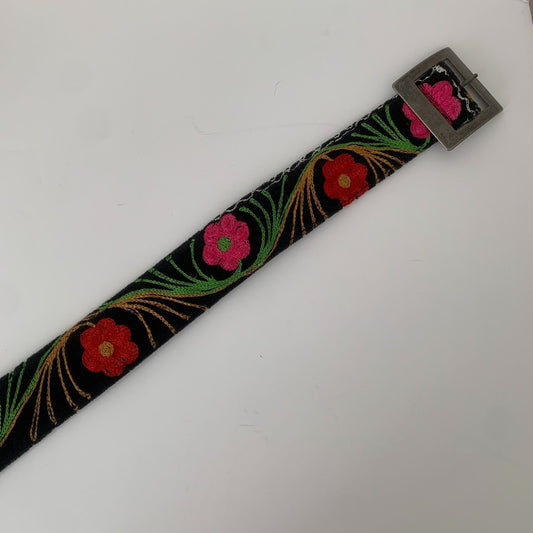 Vintage Bohemian Embroidered Floral Belt Size Large