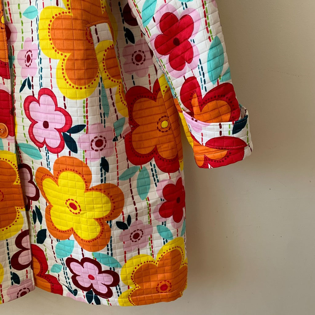 Harve Benard by Benard Holtzman Retro Flower Print Quilted Jacket Size 16 Tall Plus