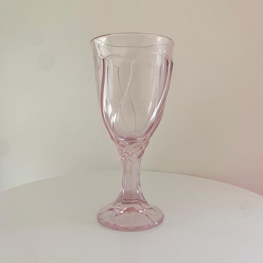 Noritake Sweet Swirl Six-Piece 7 3/8 Goblet Pink Glass
