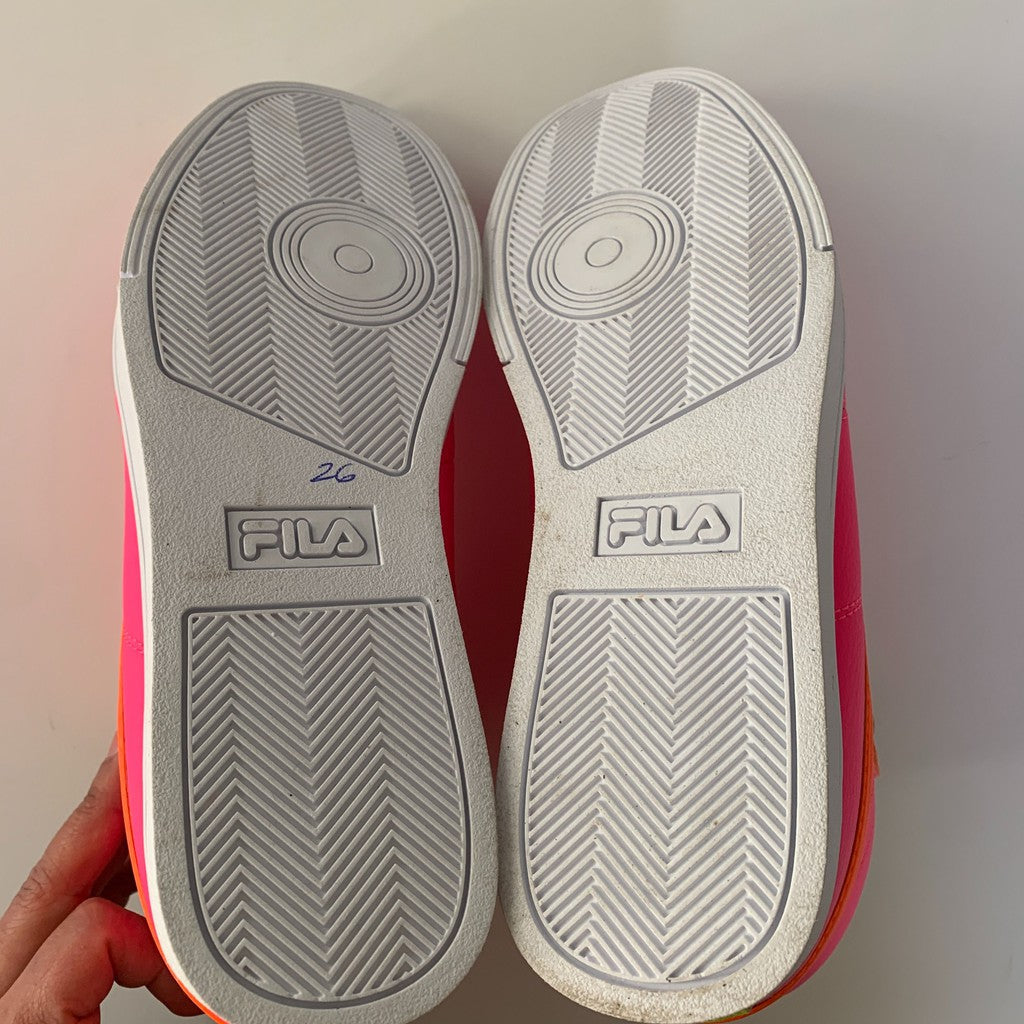 FILA Vulc Neon Pink, Orange & Green High Top Sneaker Sneaker 7 Women
