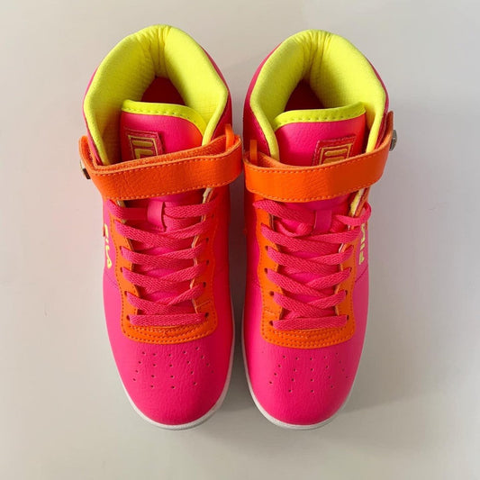 FILA Vulc Neon Pink, Orange & Green High Top Sneaker Sneaker 7 Women