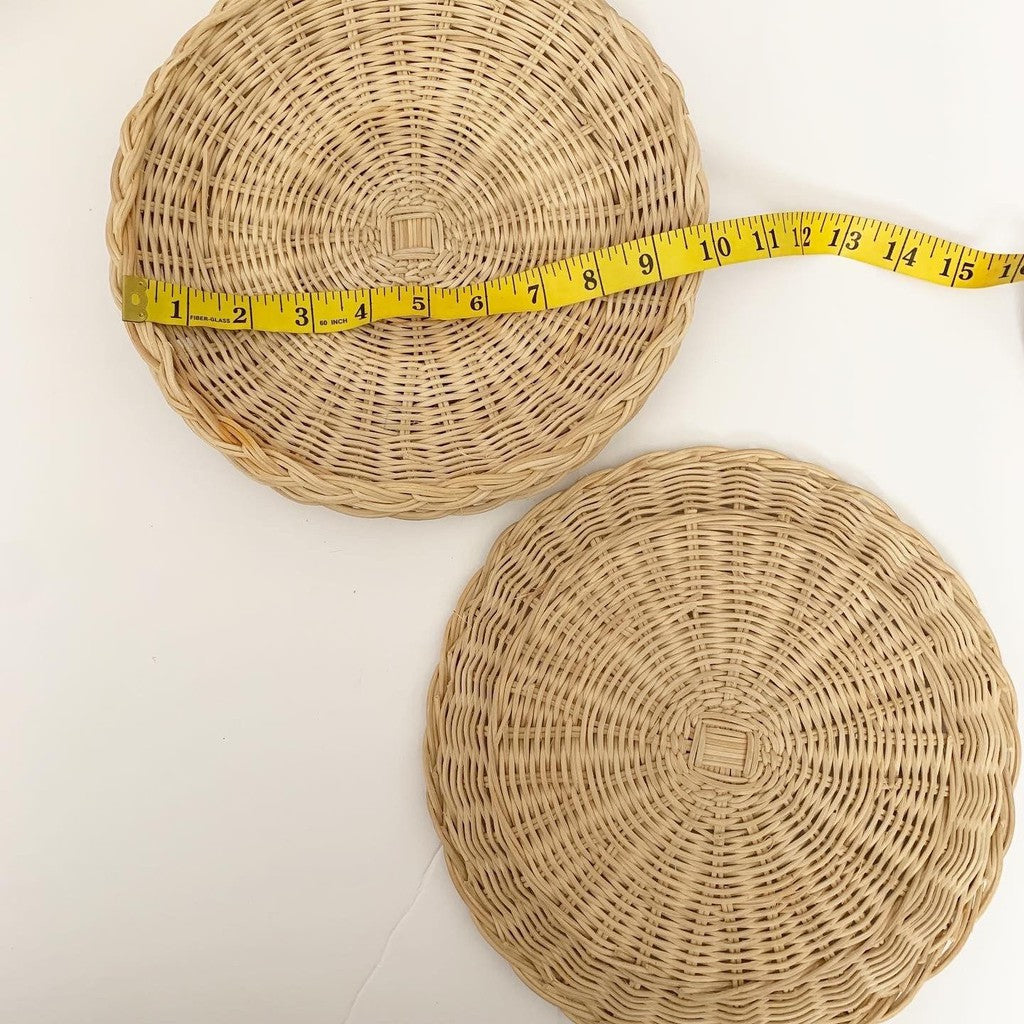 Bundle of 11 Boho Wicker Trivet Wall Baskets Gallery Wall Rattan