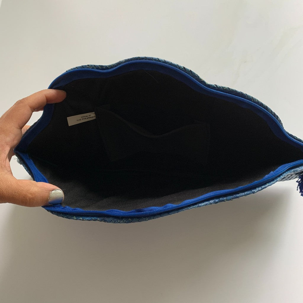 Bamboo Tasseled Blue Clutch