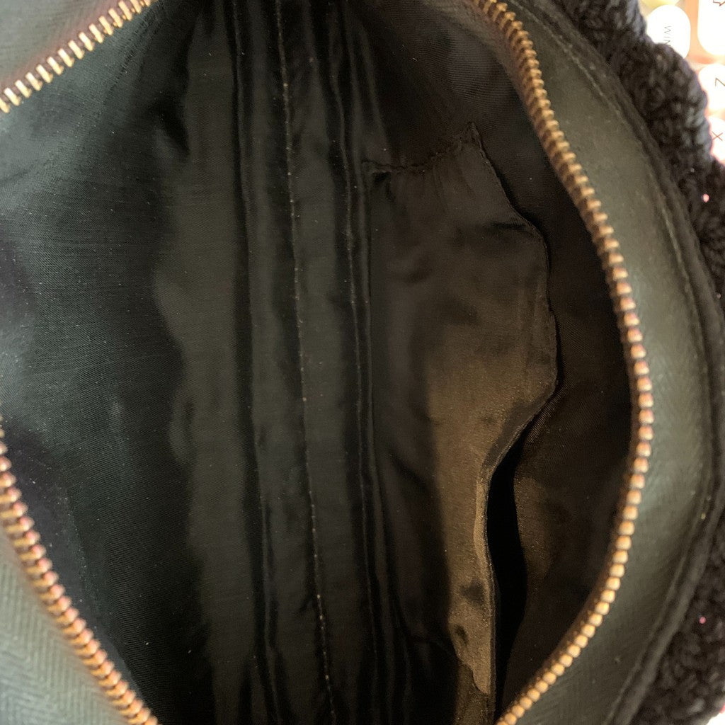Vintage Crochet Black Curved Clutch Purse