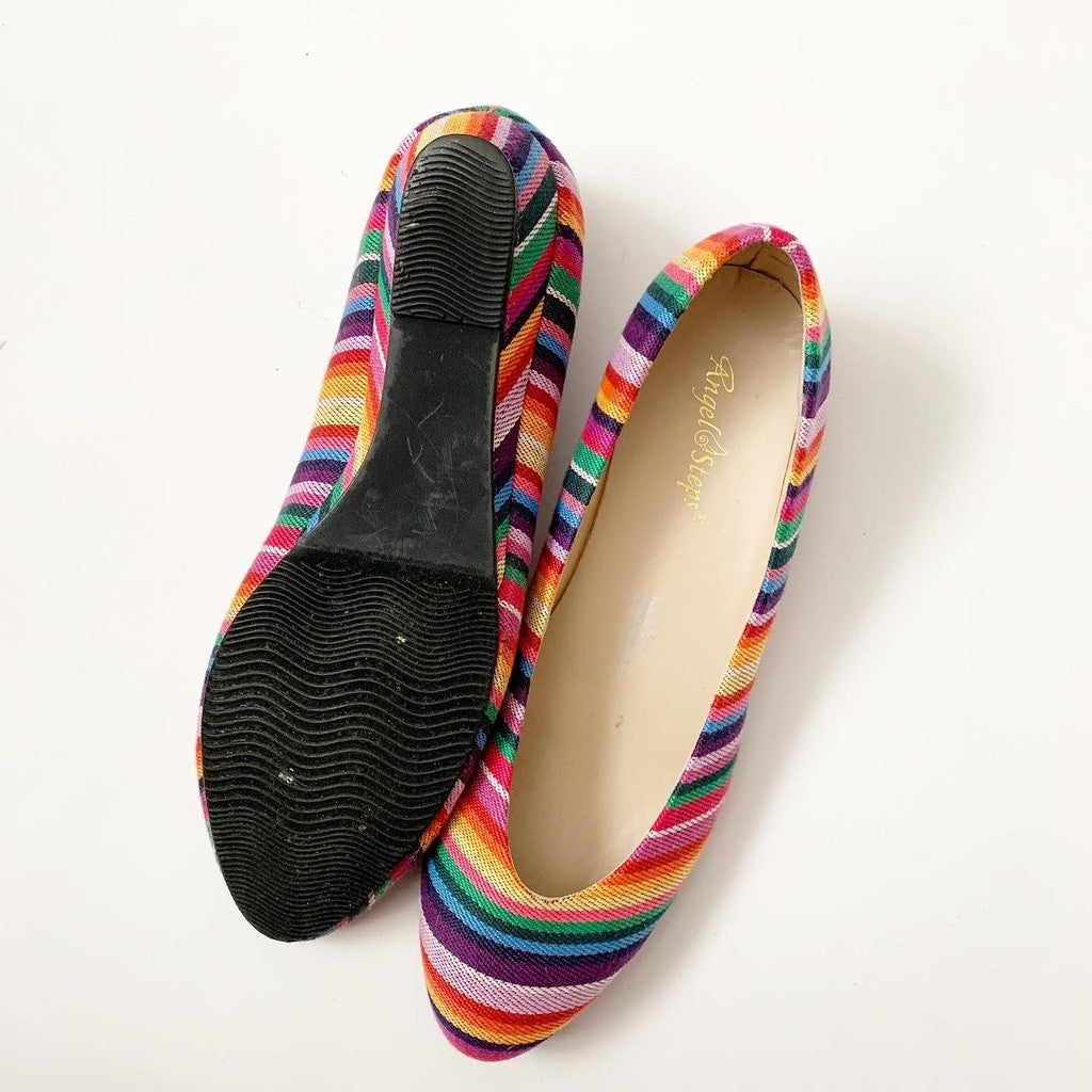Angel Steps Rainbow Striped Wedge Heels