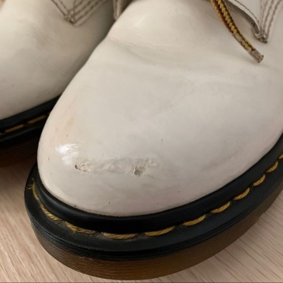 Dr. Martens White Patent Leather Women Combat Boot 10 1460