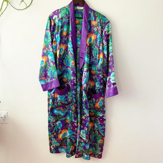 Victoria's Secret Gold Label Vintage 90s 80s Purple Floral Robe M