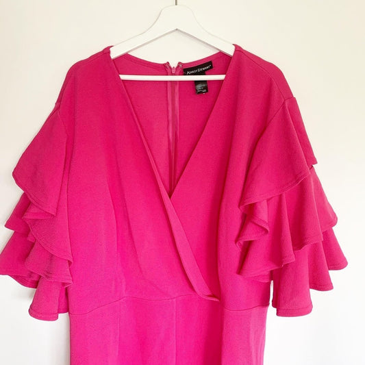 Ashley Stewart Ruffle Pink Romper 4X Plus 26/28