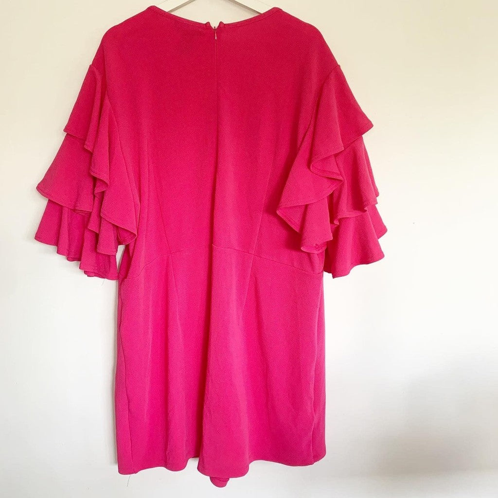 Ashley Stewart Ruffle Pink Romper 4X Plus 26/28