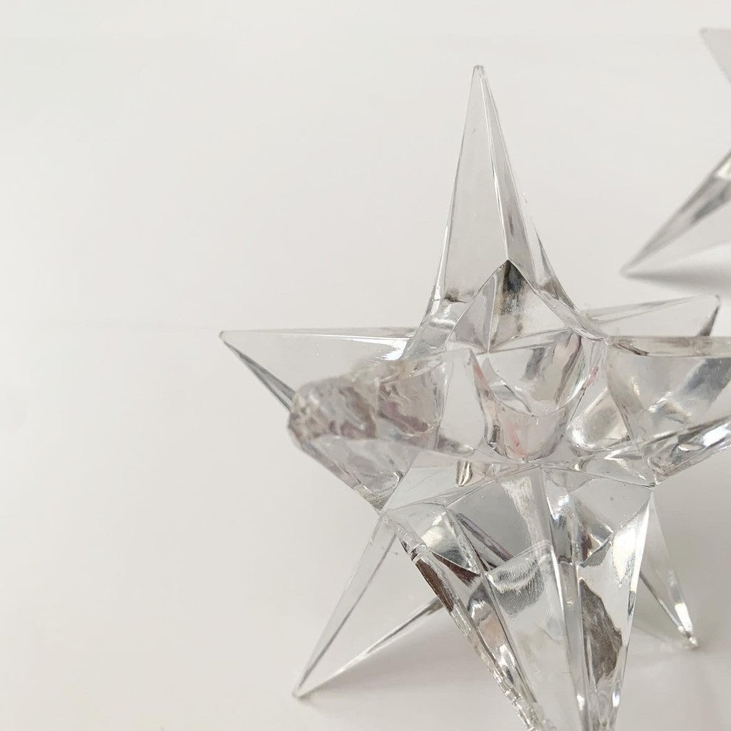 Set of Two Star Shaped Crystal Candlestick