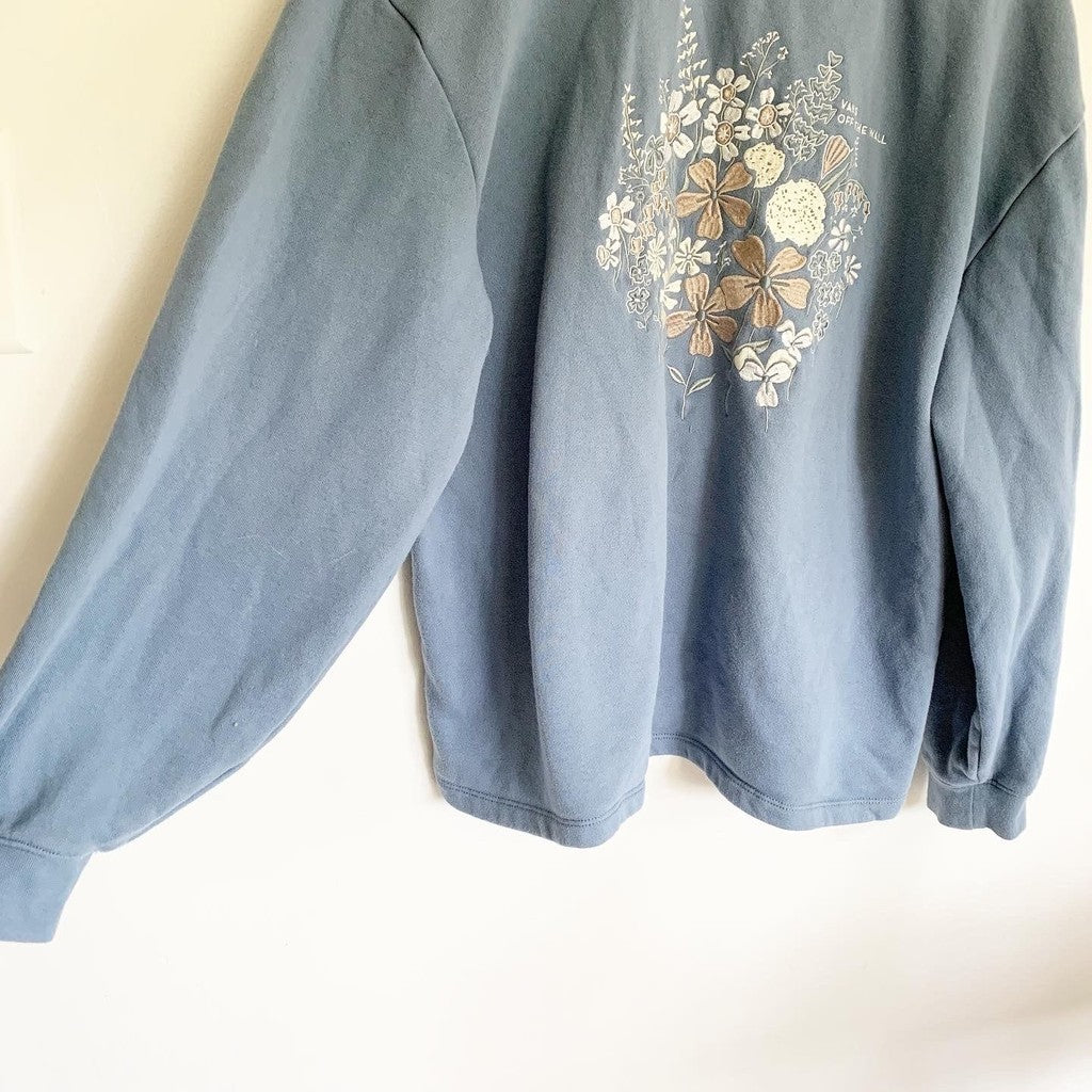 VANS Bouquet Relaxed Sweatshirt Crew Cement Blue Size XL