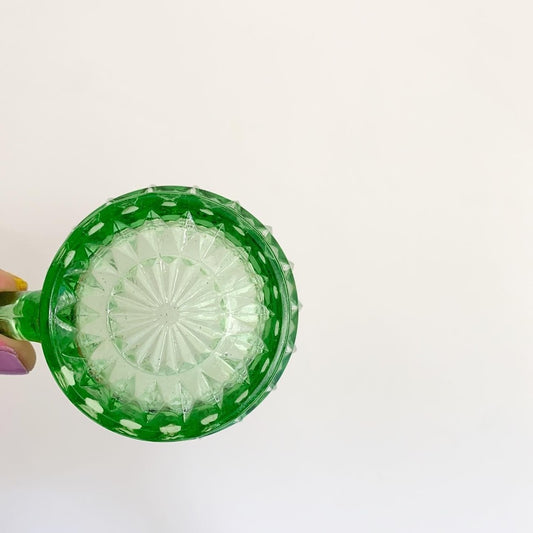 Vintage Depression Glass Green Creamer with Handle