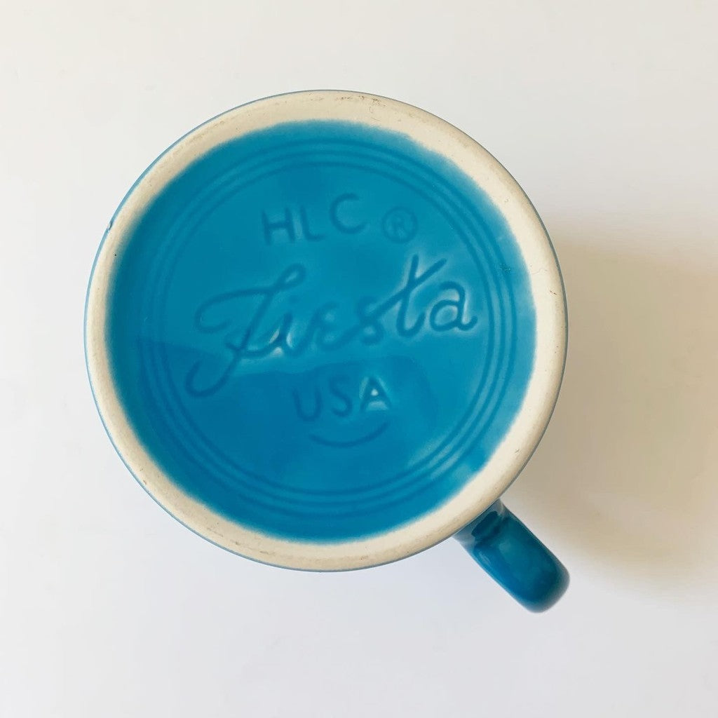 Fiestaware Peacock Blue Ring Handle Tom & Jerry Mug Backstamp HLC