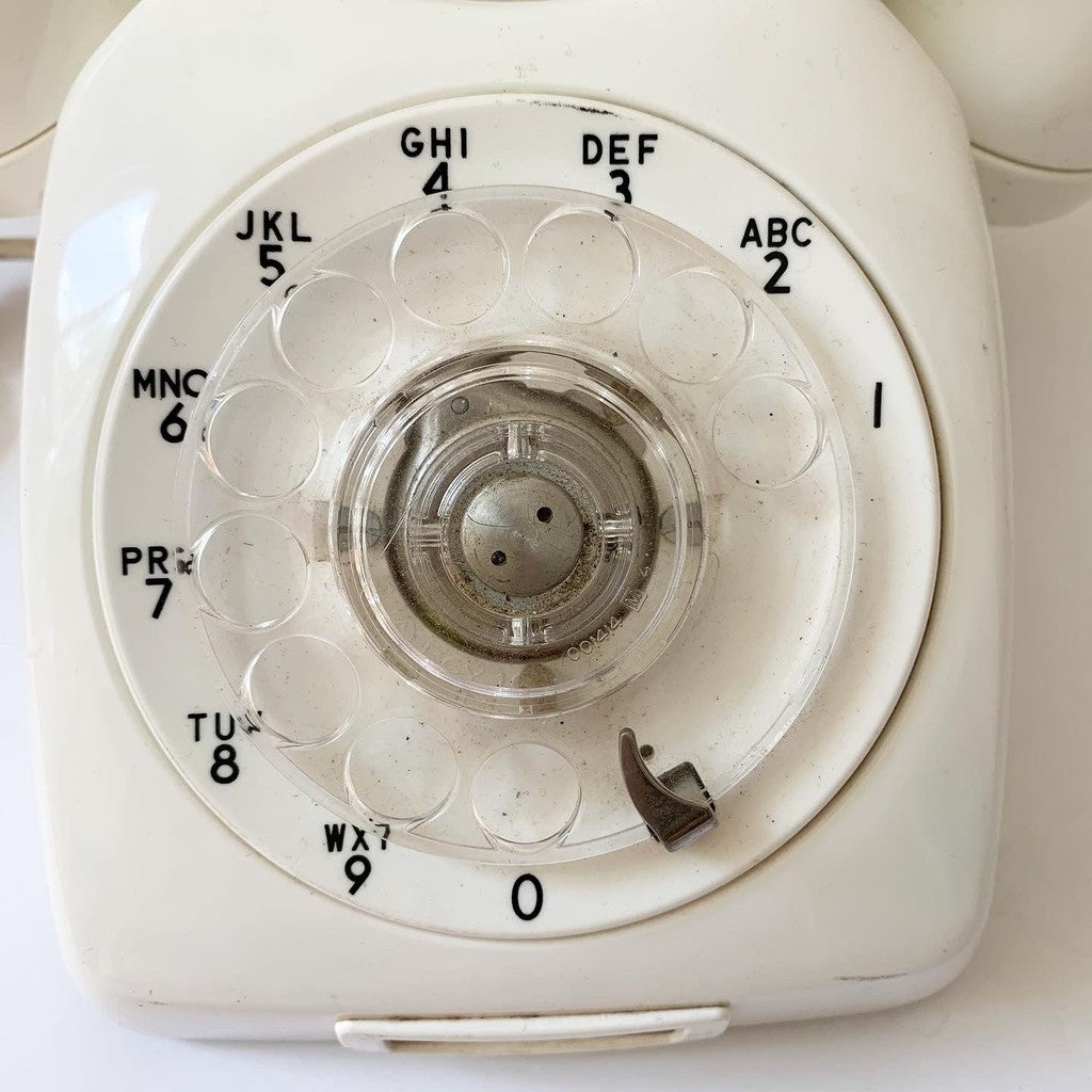 Vintage 1973 LM Ericsson White Rotary Phone