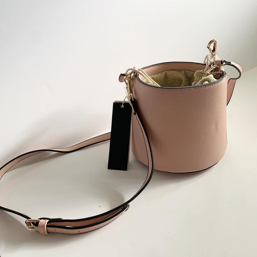 Isabelle Pink Vegan Leather Bucket & Drawstring Bag