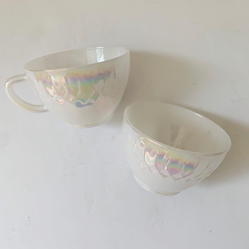 Vintage Mid-Century Modern Federal Glass Moonglow Iridescent Tea Cup