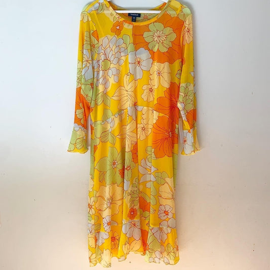 Modcloth Tropicana Isle Mesh Midi Dress Large