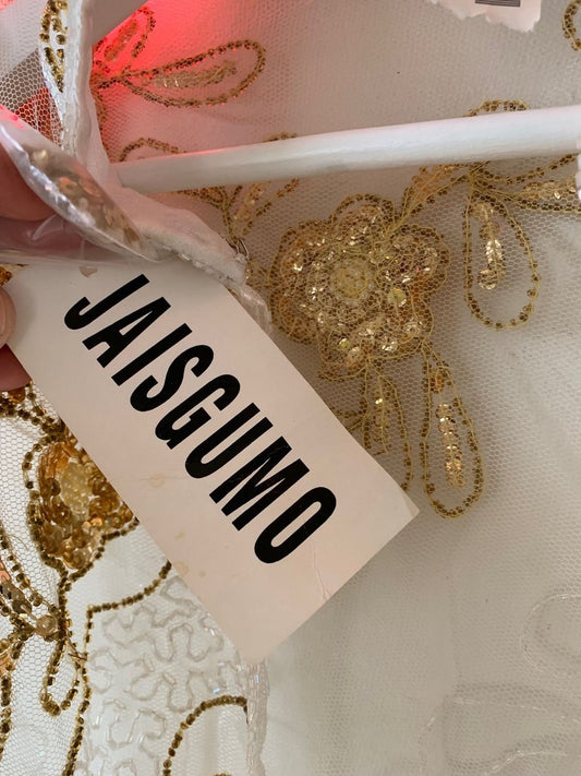 Vintage Jaisgumo White Gold Sequin Blazer Kimono 1X Plus