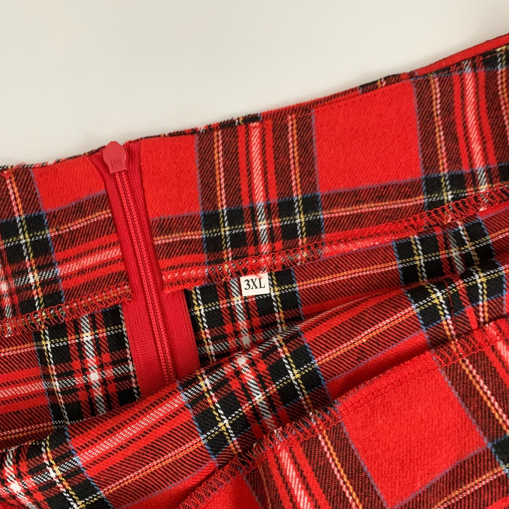 Tartan Red Plaid Mini Skirt Size 3x Plus
