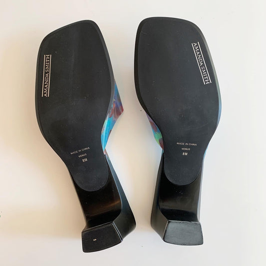 Amanda Smith Holographic Blue Butterfly Sunflower Y2K Sandals