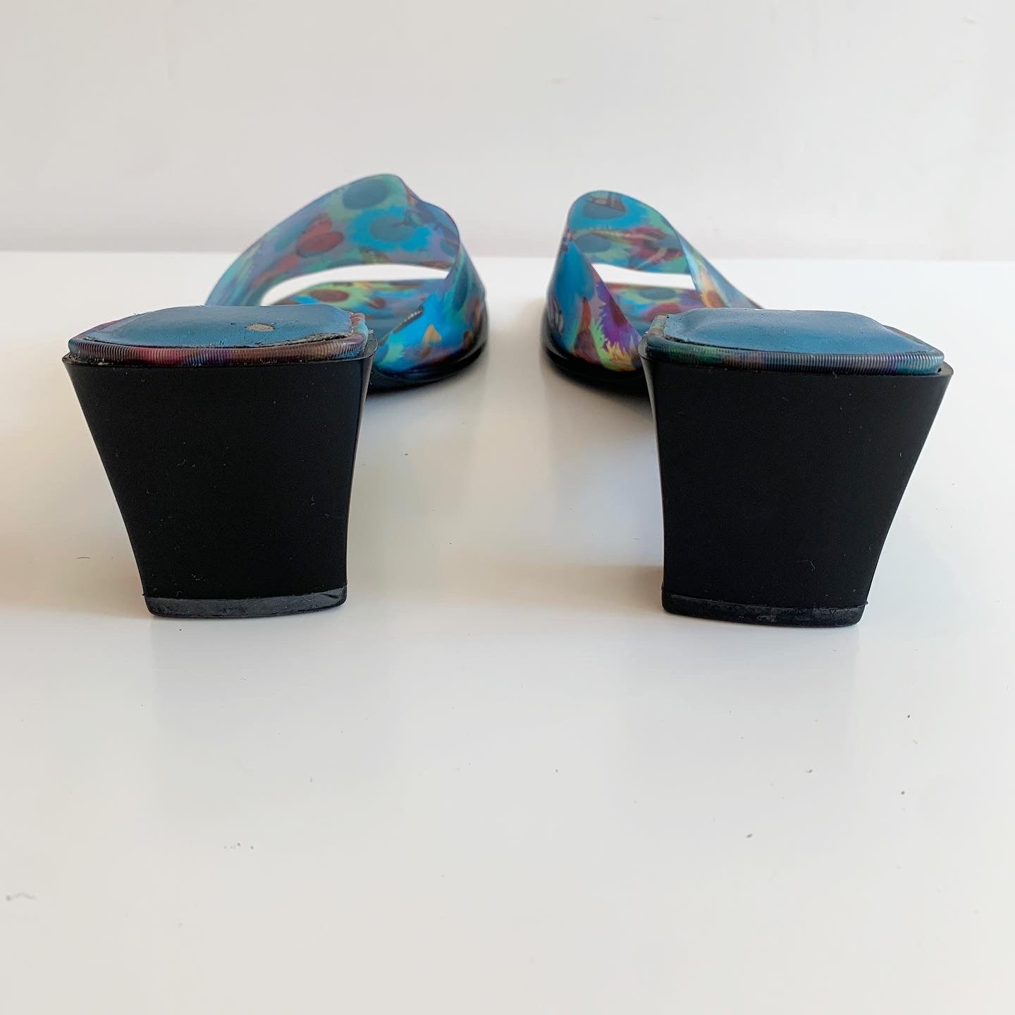 Amanda Smith Holographic Blue Butterfly Sunflower Y2K Sandals