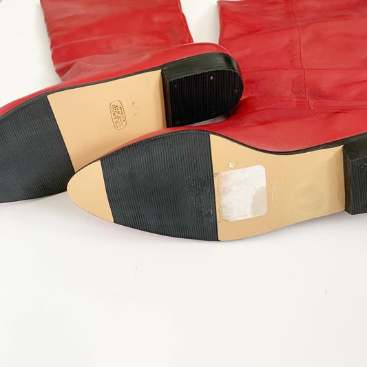 Tarantino's Vintage Red Mid-Calf Leather Pull On Boots 7.5