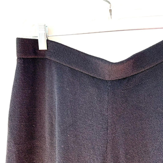 St. John Collection Wide Leg Knit Pull On Black Pants, Size 12