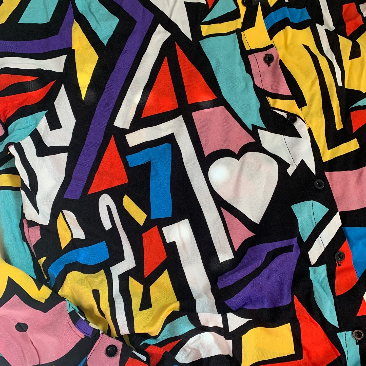 Big Dart Geometric Button Down Blouse Shirt