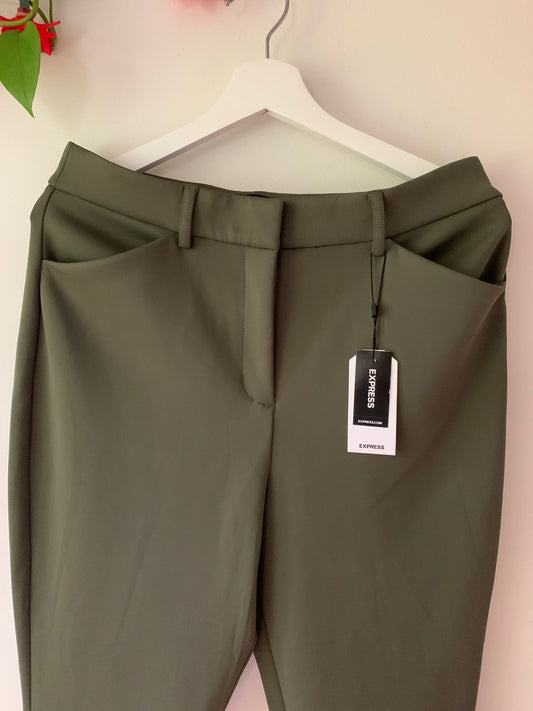 Express Supersoft Double Knit High Rise Olive Green Skinny Pants, Size Medium