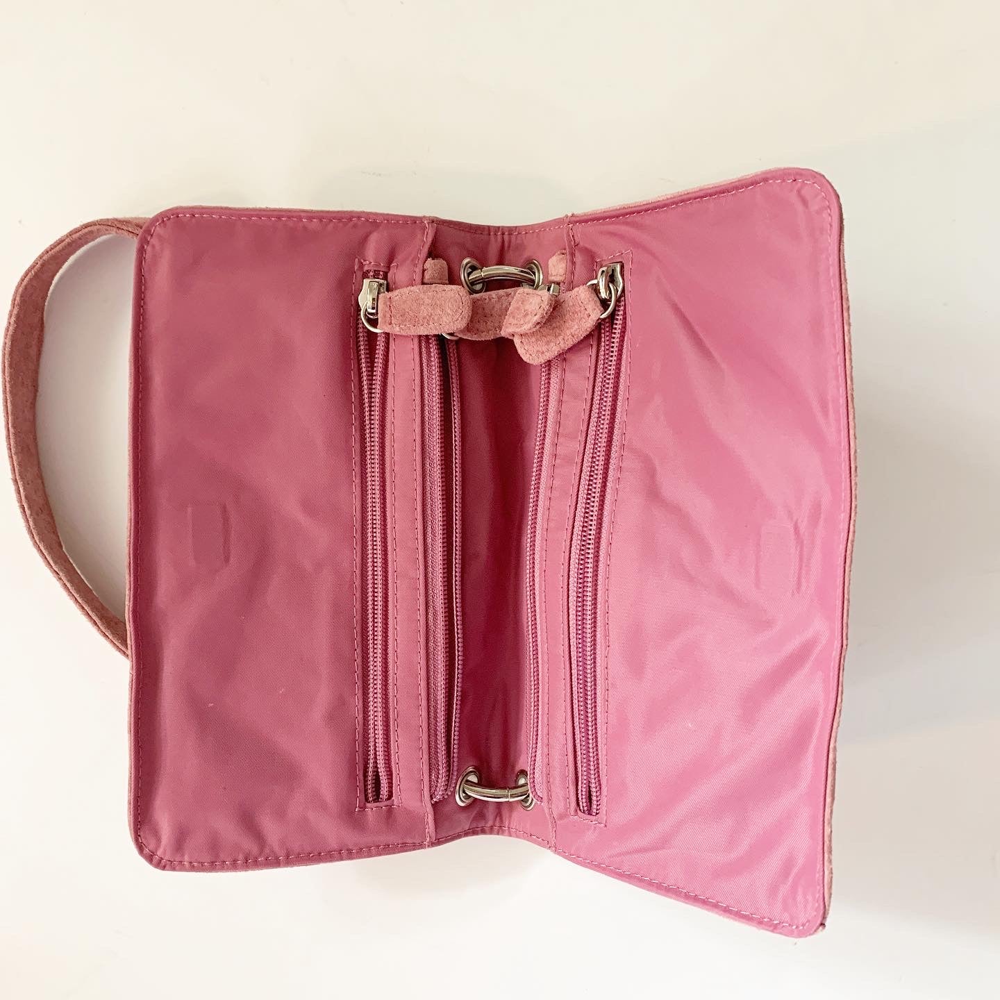Wilsons Leather Pink Suede Shoulder Bag Y2k