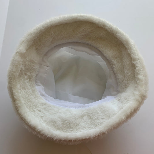 Faux Fur White Bucket Hat