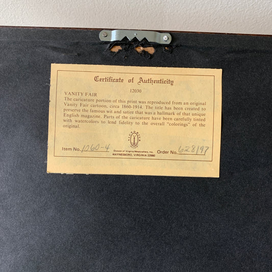 Vintage Vanity Fair Sportsmen Jogging Framed Lithograph