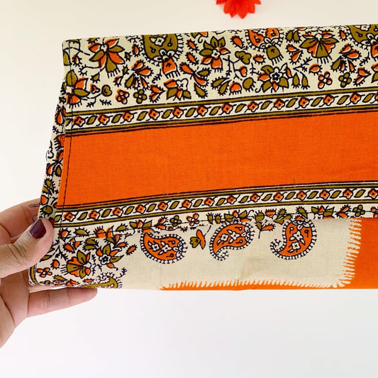 Paisley Print Orange Envelope Clutch