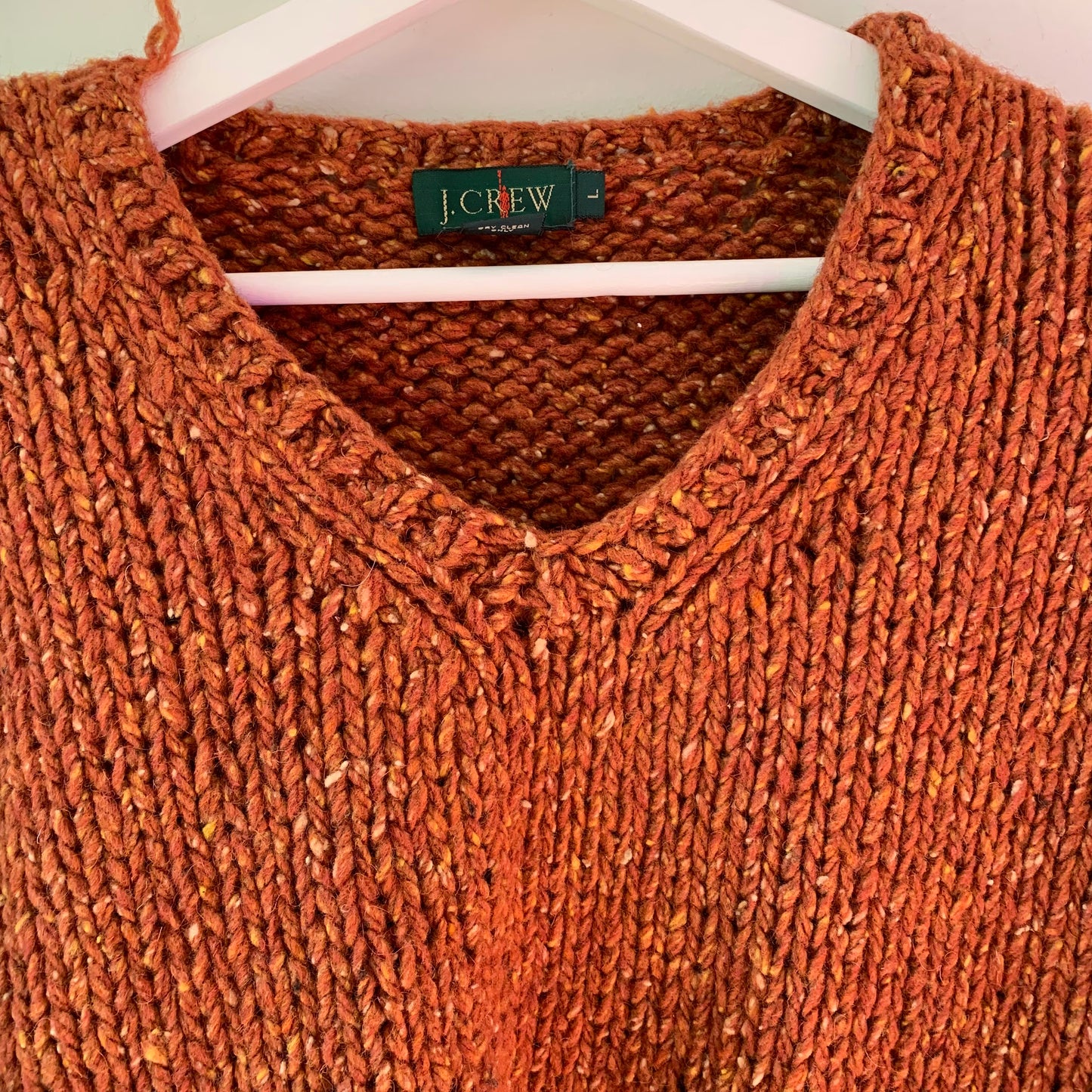 J. Crew Rust Orange Vintage 1990s Wool Sweater, Size large