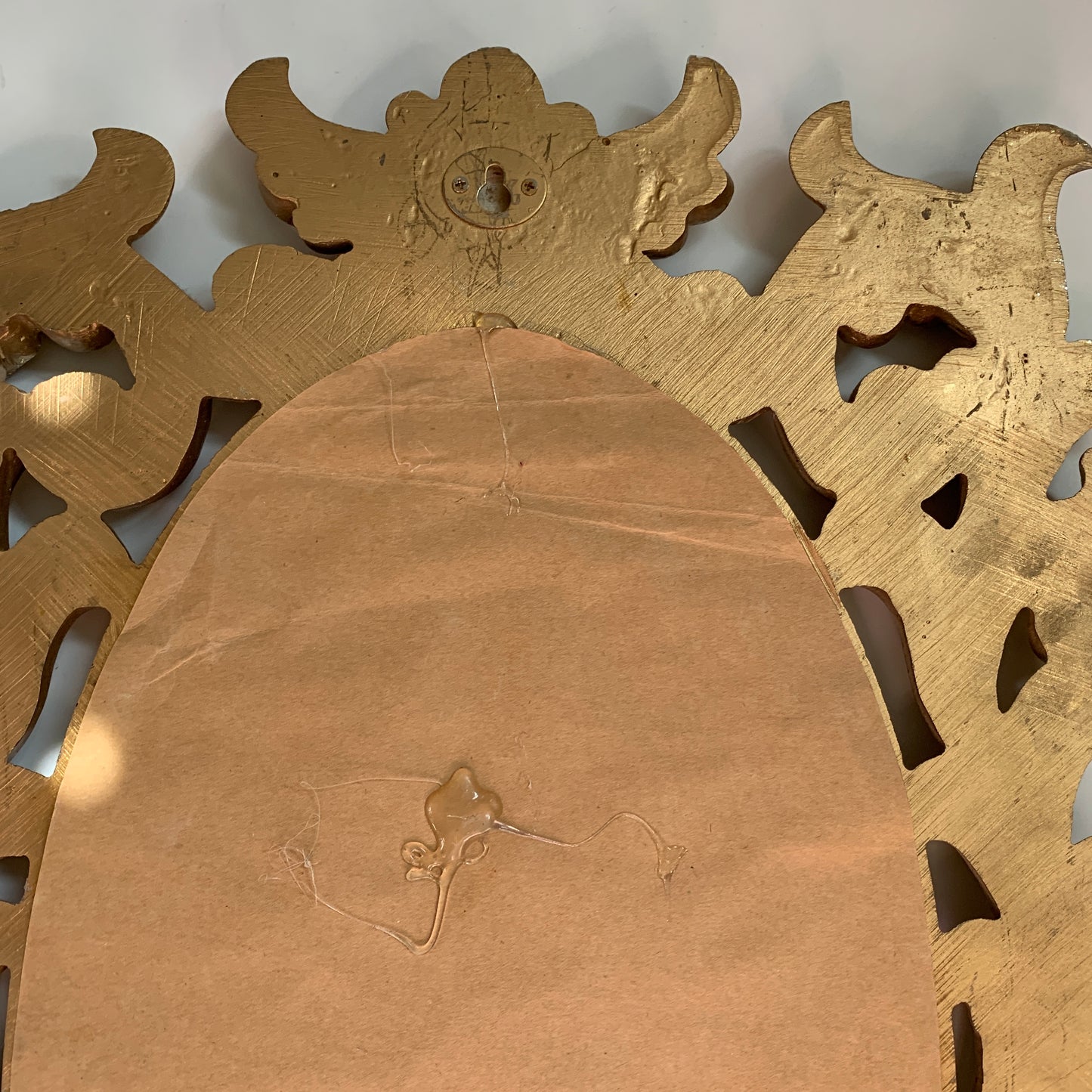 Antique Gold Finish Distressed Oval Mirror