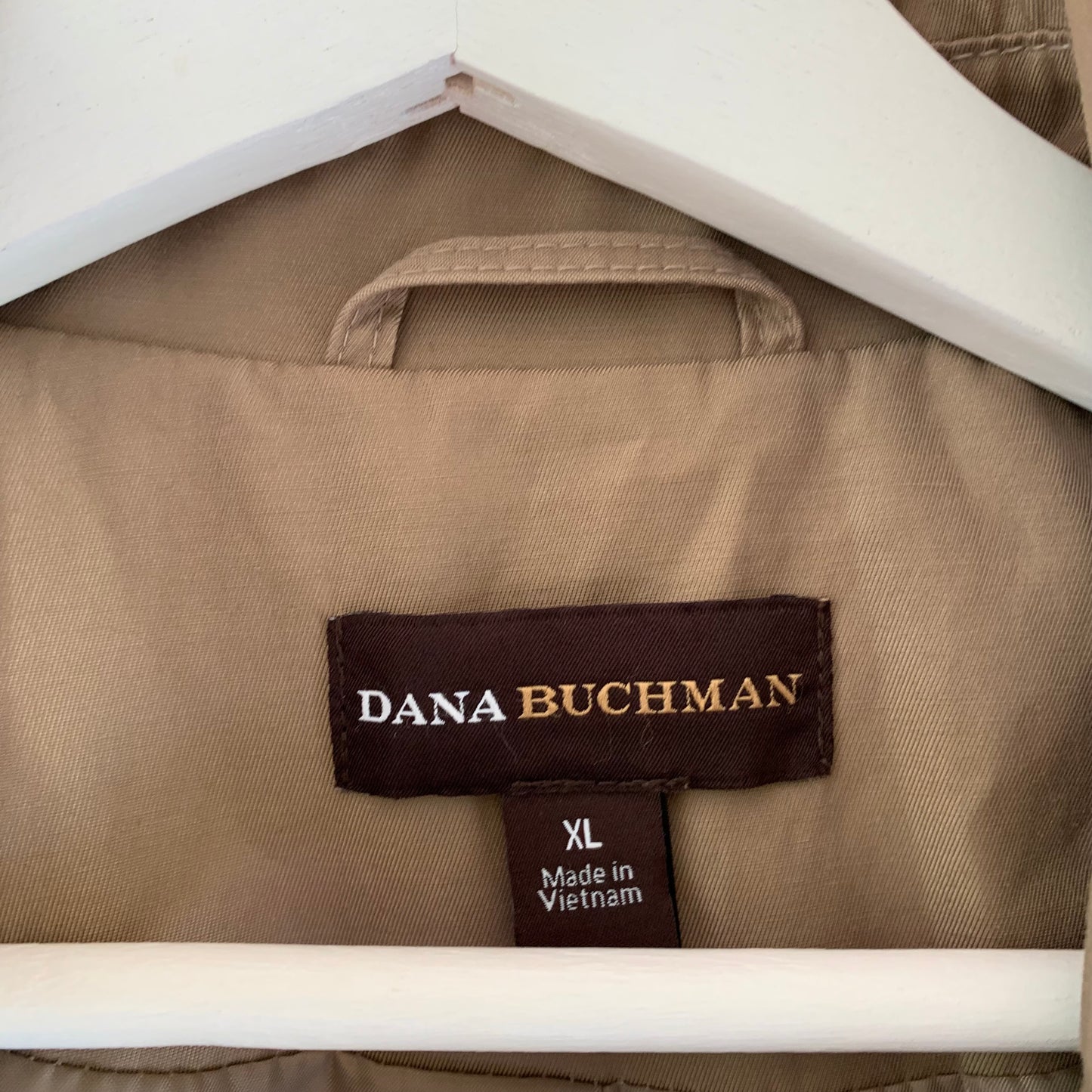 Dana Buchman Leather Trimmed Trench Belted Trench Coat, Size XL