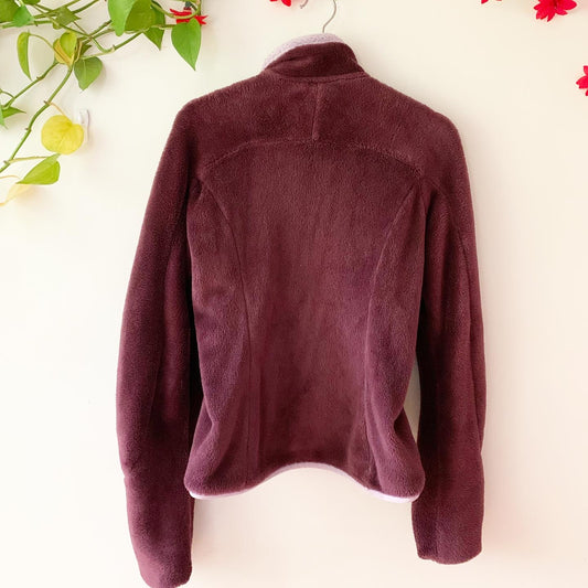 Patagonia Plum Purple Full Zip Fleece Jacket Embroidered Monogram Letter R, Size Small
