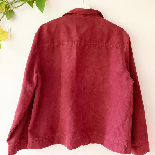 H Look Vintage Burgundy Button Down Light Shacket