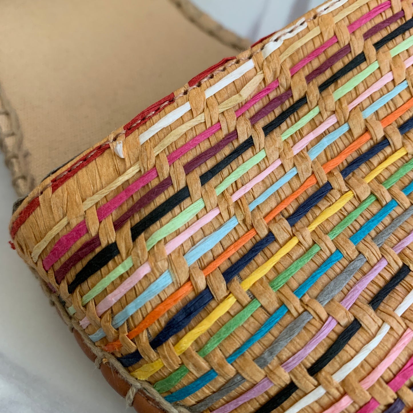 Talbots Izzy D'Orsay Espadrille Straw Rainbow Flats