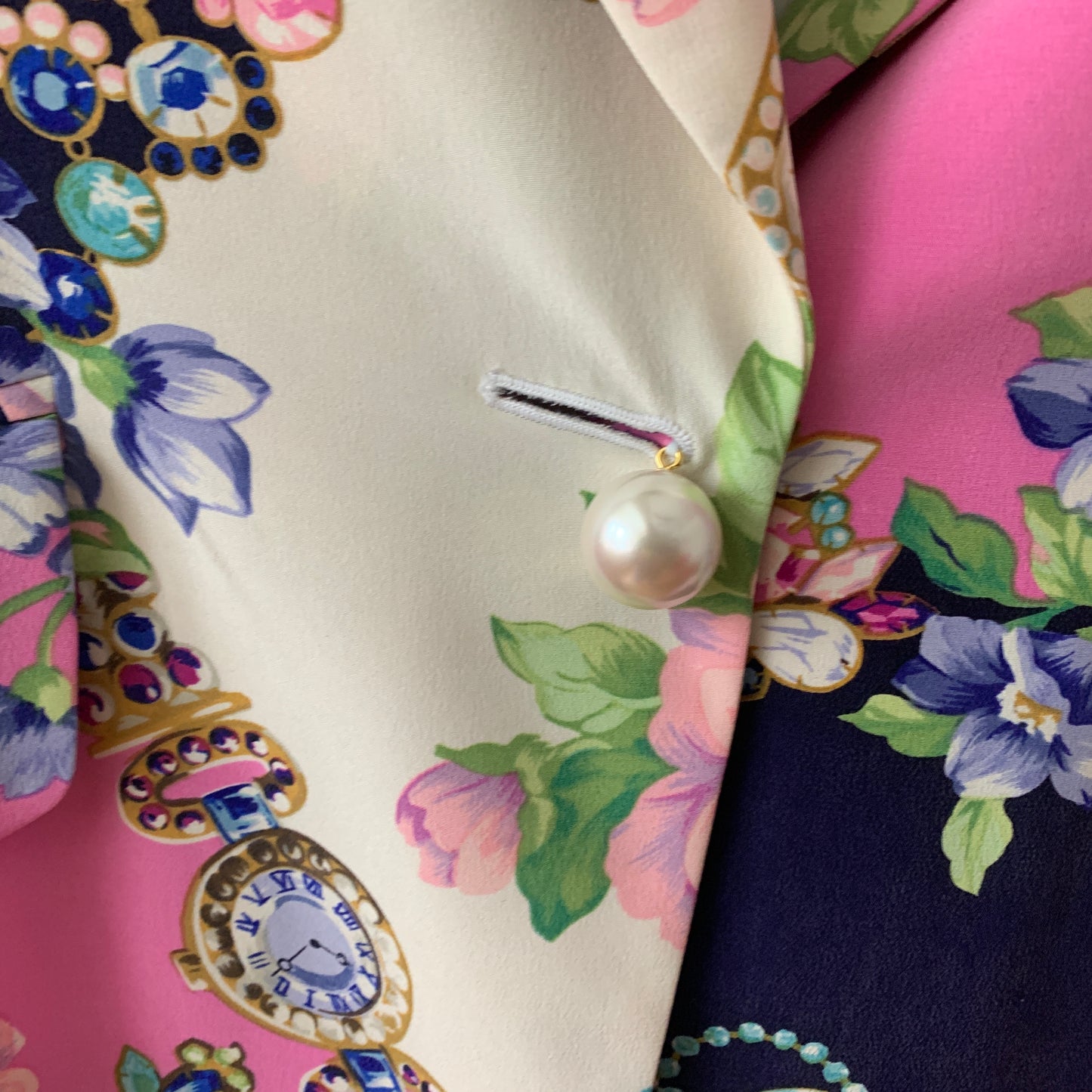 Dana Buchman Jewel Floral Print Silk Blazer