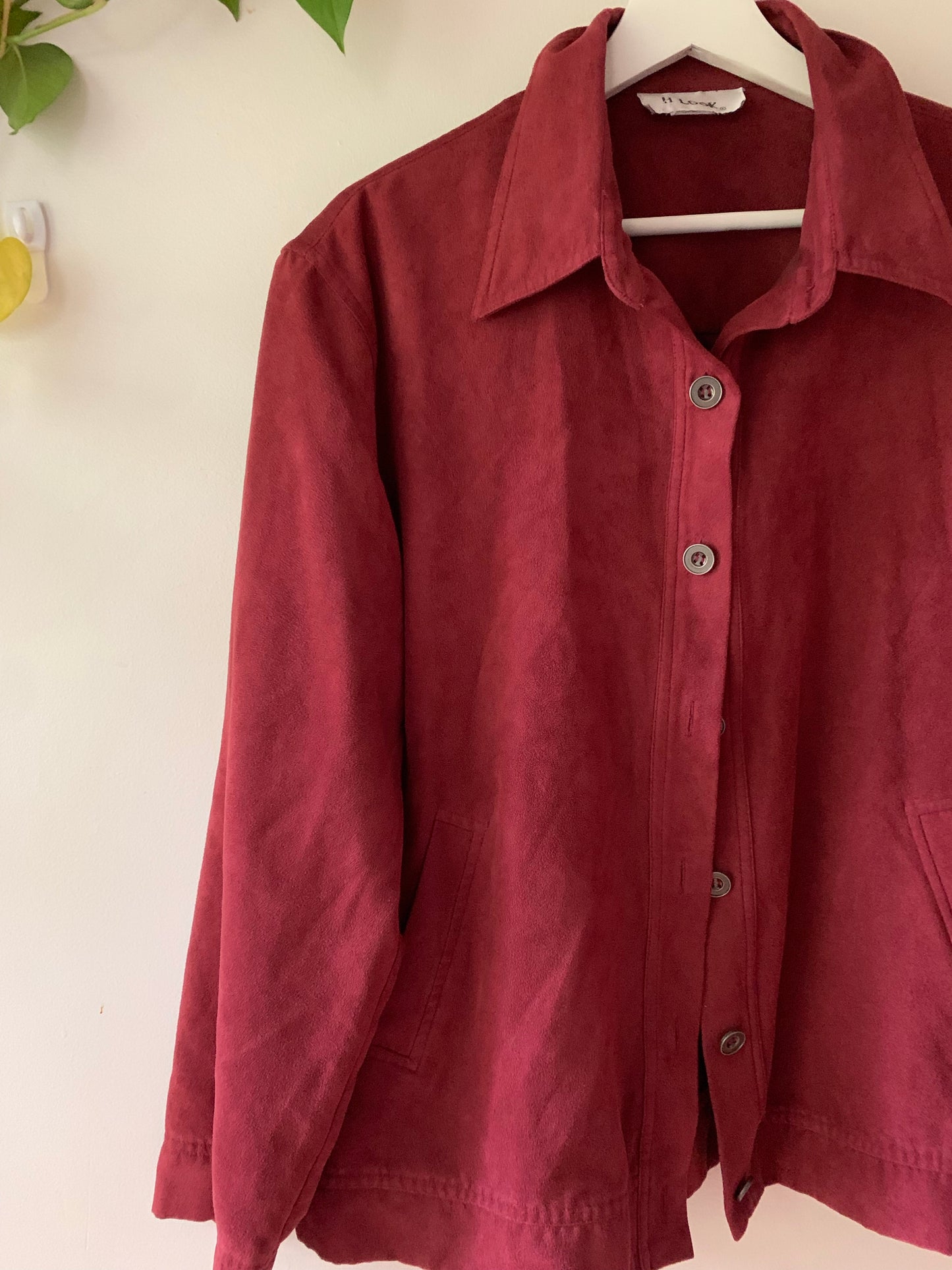 H Look Vintage Burgundy Button Down Light Shacket